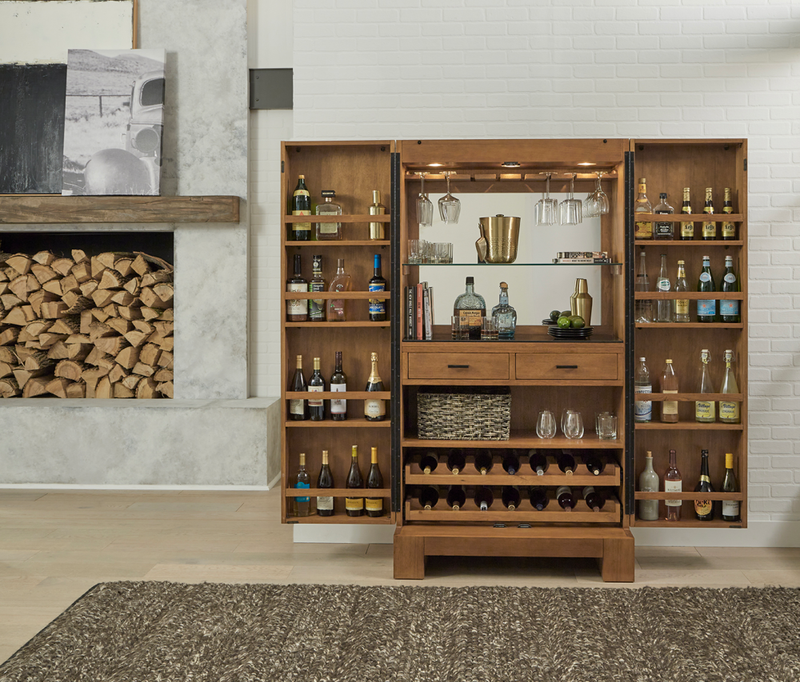 Alta Wine & Spirit Cabinet (Brushed Walnut)-Wine Cabinet