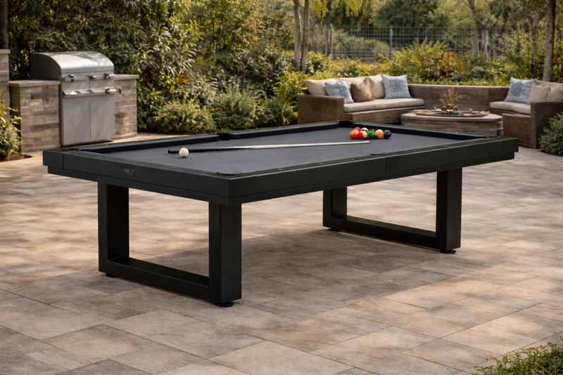 Lanai 8' Outdoor Pool Table (Obsidian Black) | American Heritage