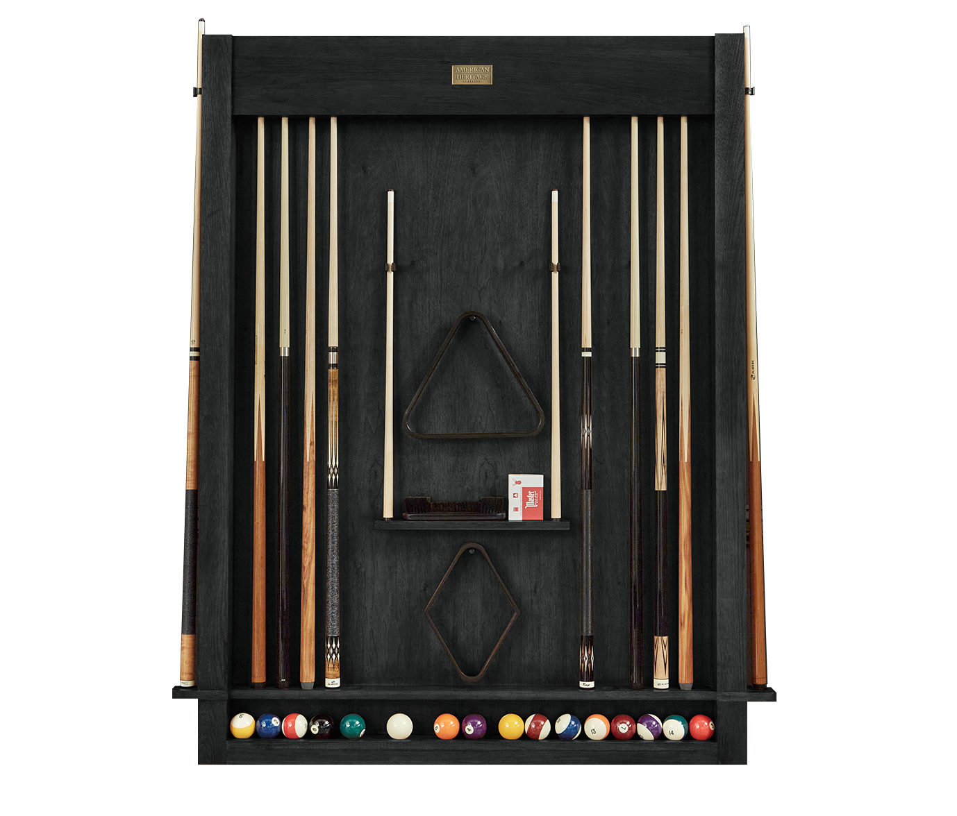 Alta Wall Mounted Cue Rack 12 (Black Ash) | American Heritage Billiards